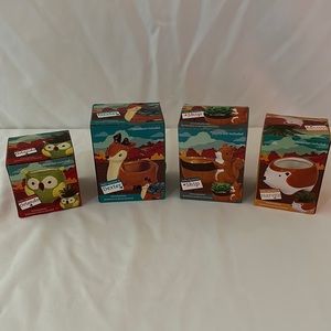 4 Piece Succulent Ceramic Animal Planter Set Deer Owl Squirrel Hedgehog